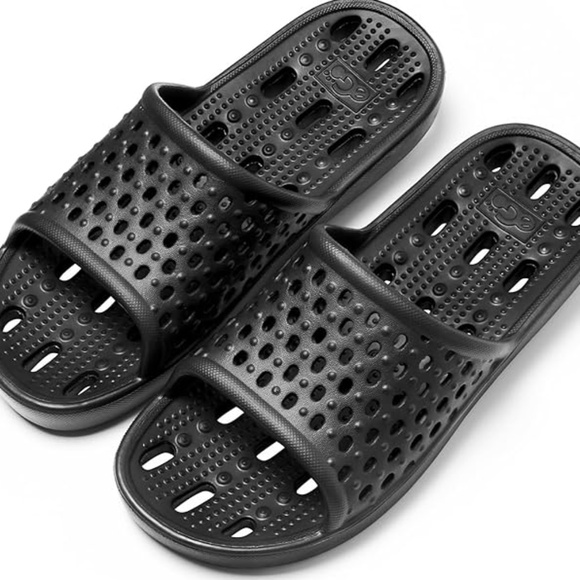 Men’s Black Slide Sandals Non-Slip Comfort Slippers | Shower/ Pool Shoes - Picture 1 of 4